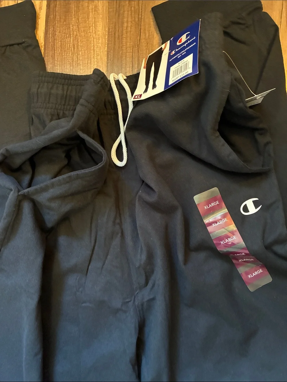 Champion Black Men's Jogger Sweatpants w/Pockets- 100% Cotton- Size XL- NWT